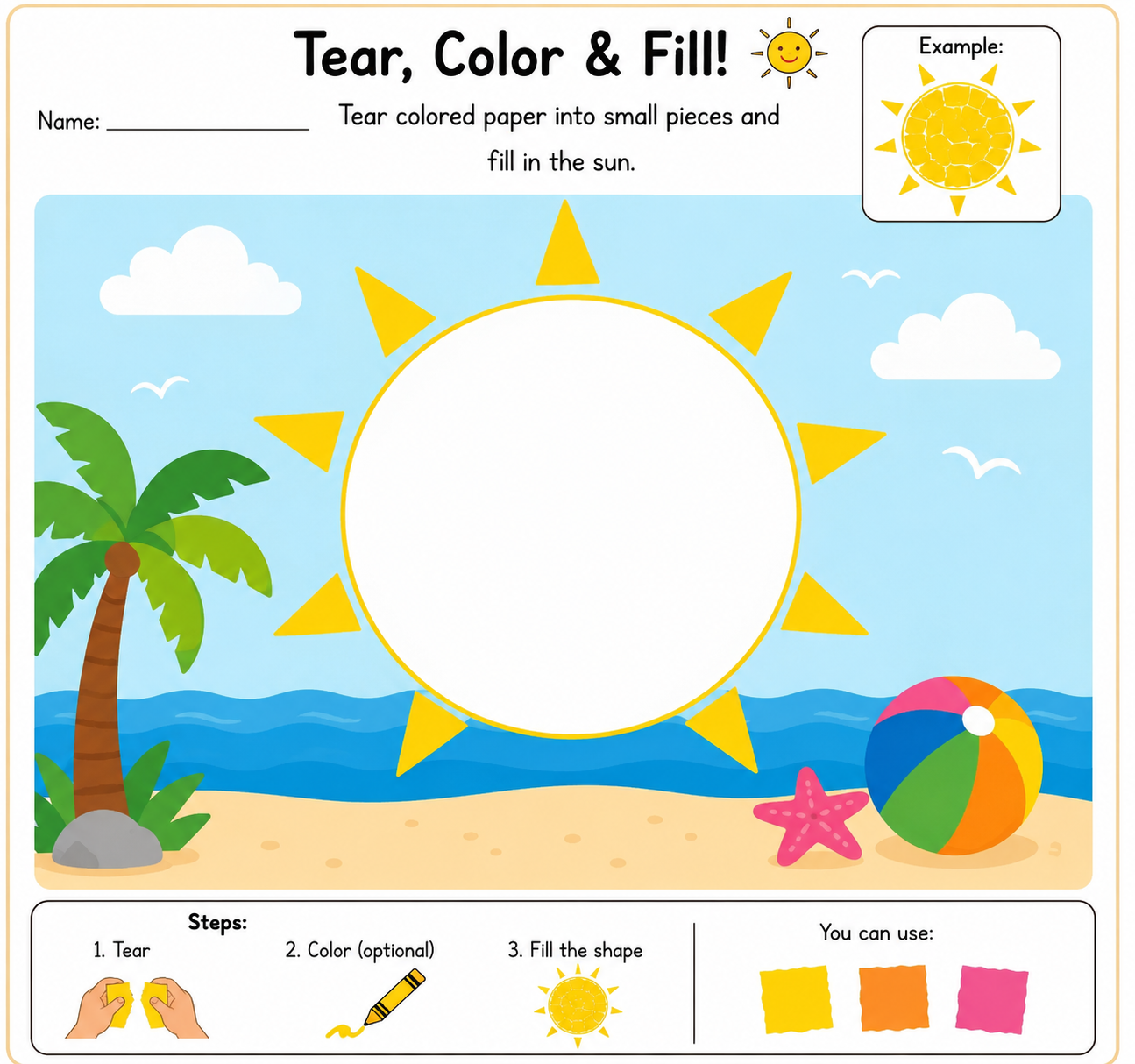 Preview of Tear, Color, & Fill Sun